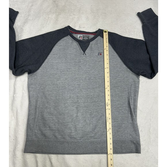 Y2K Russell Athletic Premium Fleece Two-tone Gray Crewneck Sweatshirt Size Large - Picture 7 of 9